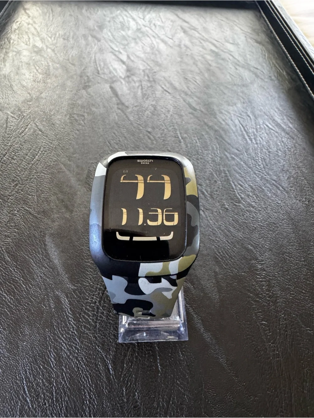 Swatch Touch Camouflage Digital Silicone Smartwatch - Gray & Green & Yellow